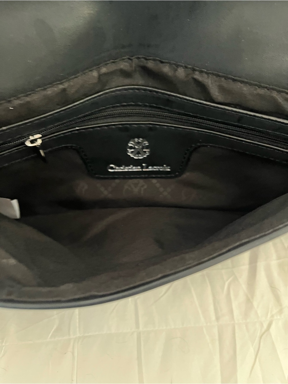 Christian Lacroix Black Clutch with Silver Bar and Chain Strap - Picture 2 of 6